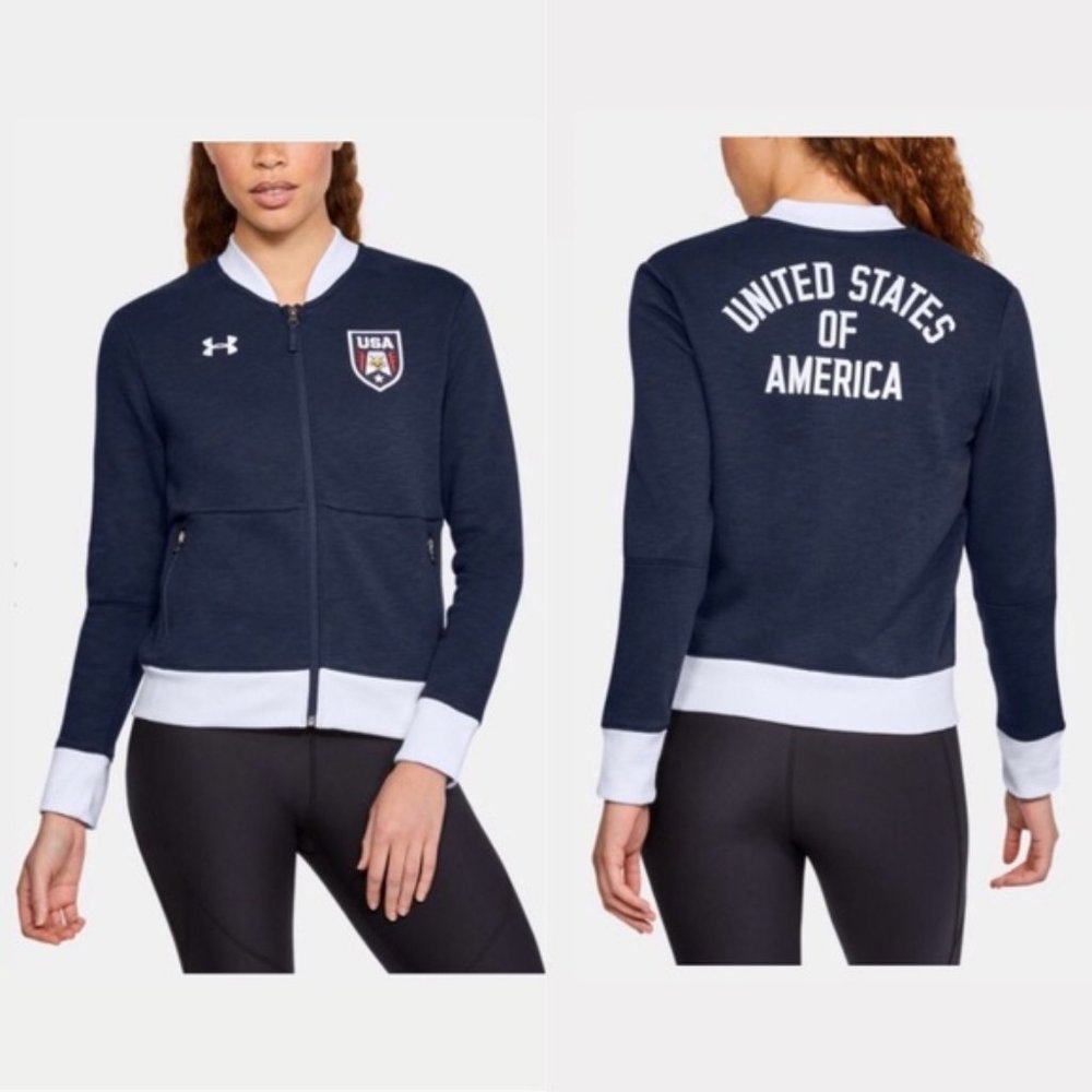 Under Armour Team USA ZipFront Sweatshirt Bomber Jacket Patriotic Size S NWT - Picture 15 of 16